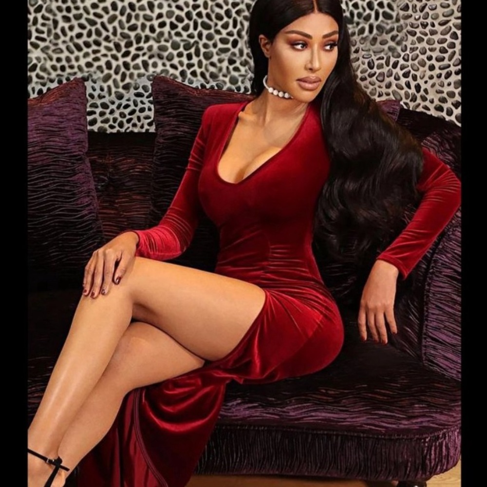 Fashion Nova Red /Burgundy Evening Dress